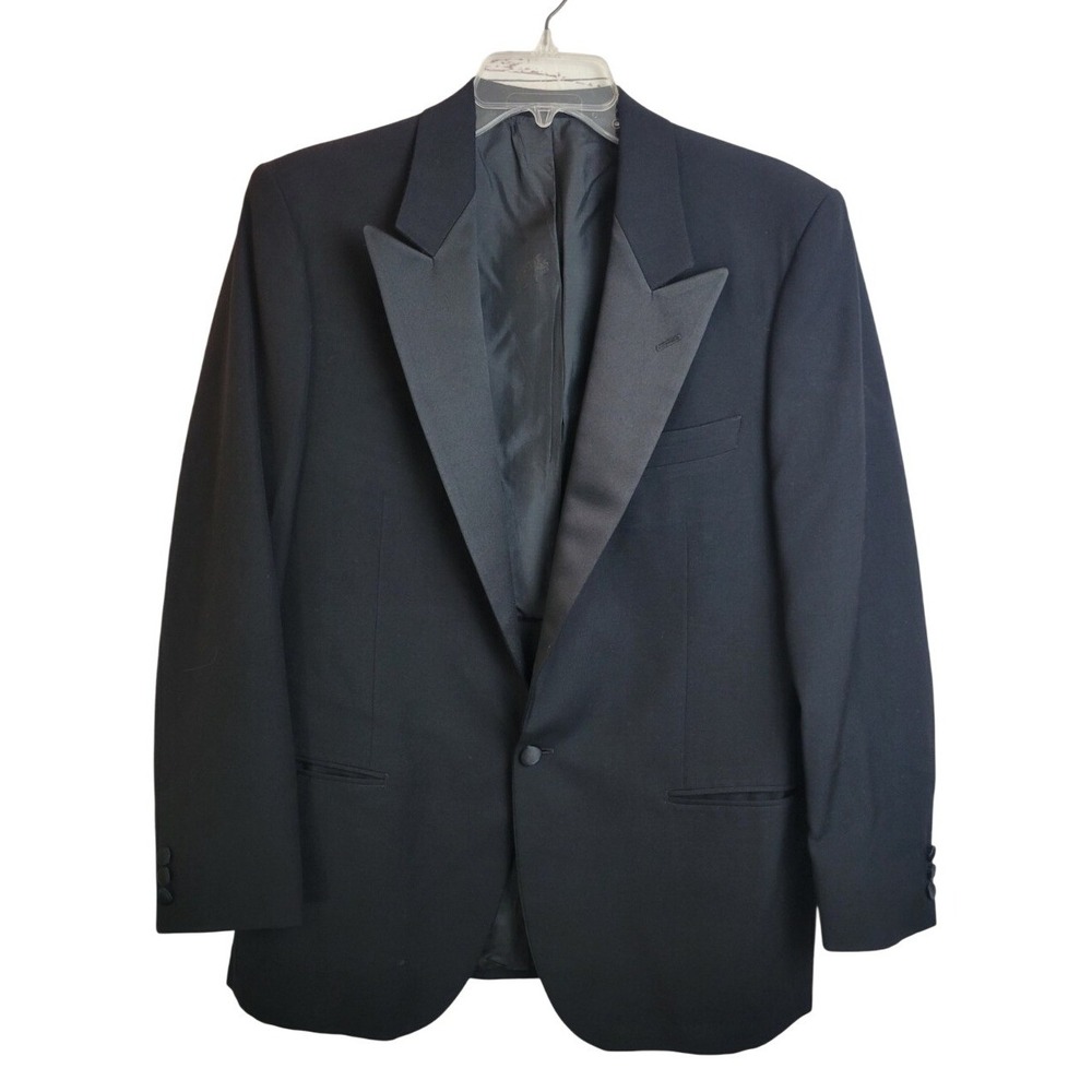 Lubiam Tuxedo Blazer Peak Lapel Virgin Wool Formal Wedding Gala Black Mens 40R